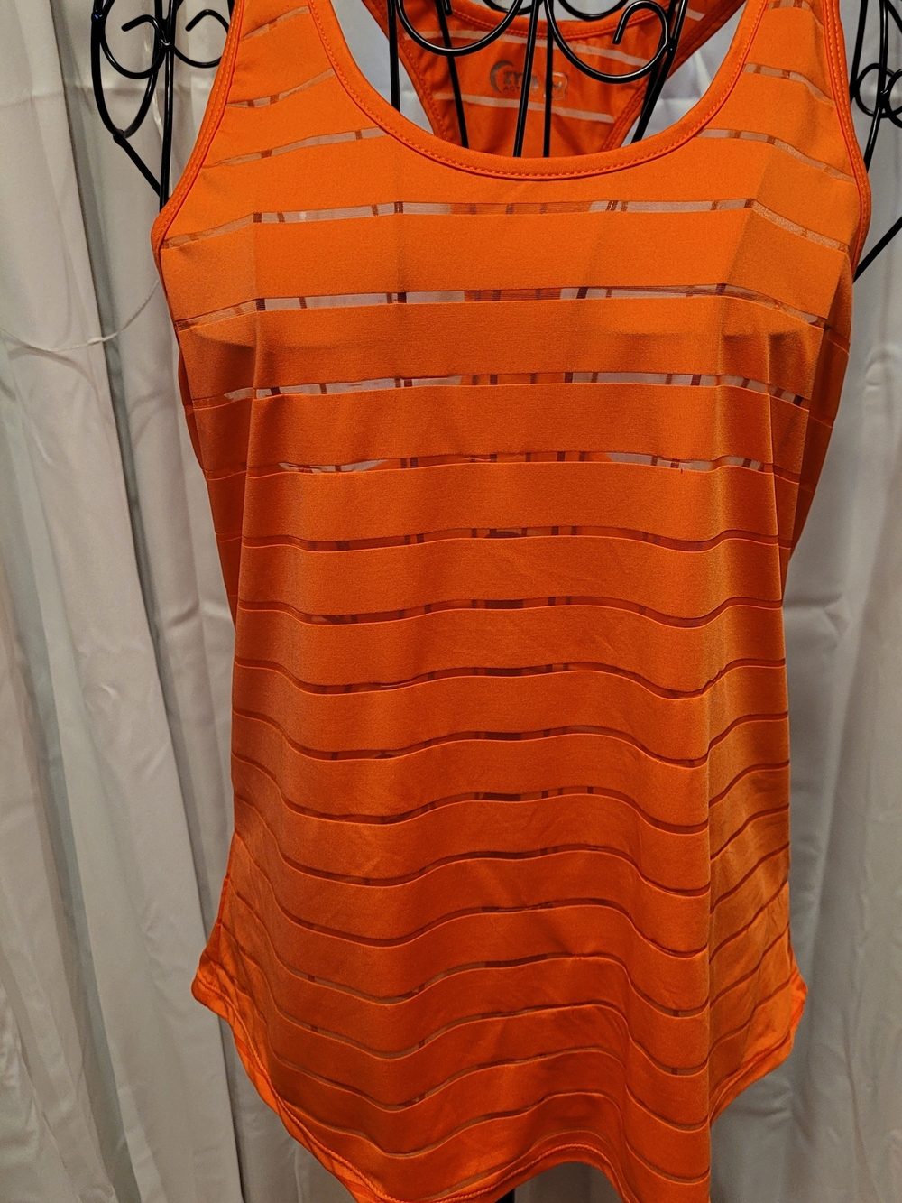 ZYIA Orange Sheer-Stripe Racerback Tank
